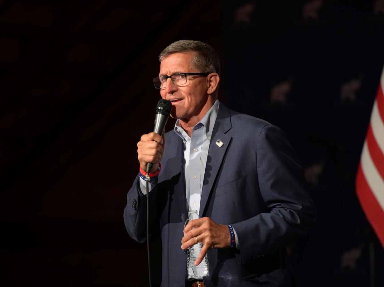 Former National Security Advisor Michael Flynn at a campaign event in Brunswick, Ohio on April 21, 2022.
