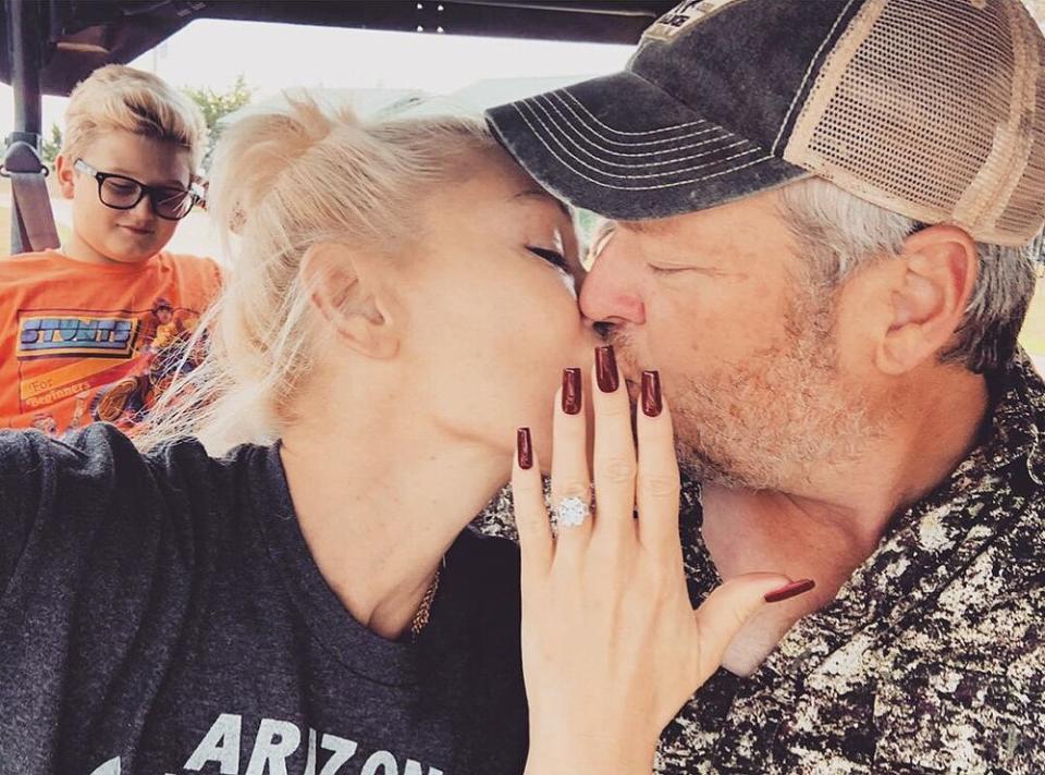 Gwen Stefani Celebrates Anniversary of Engagement to Blake Shelton