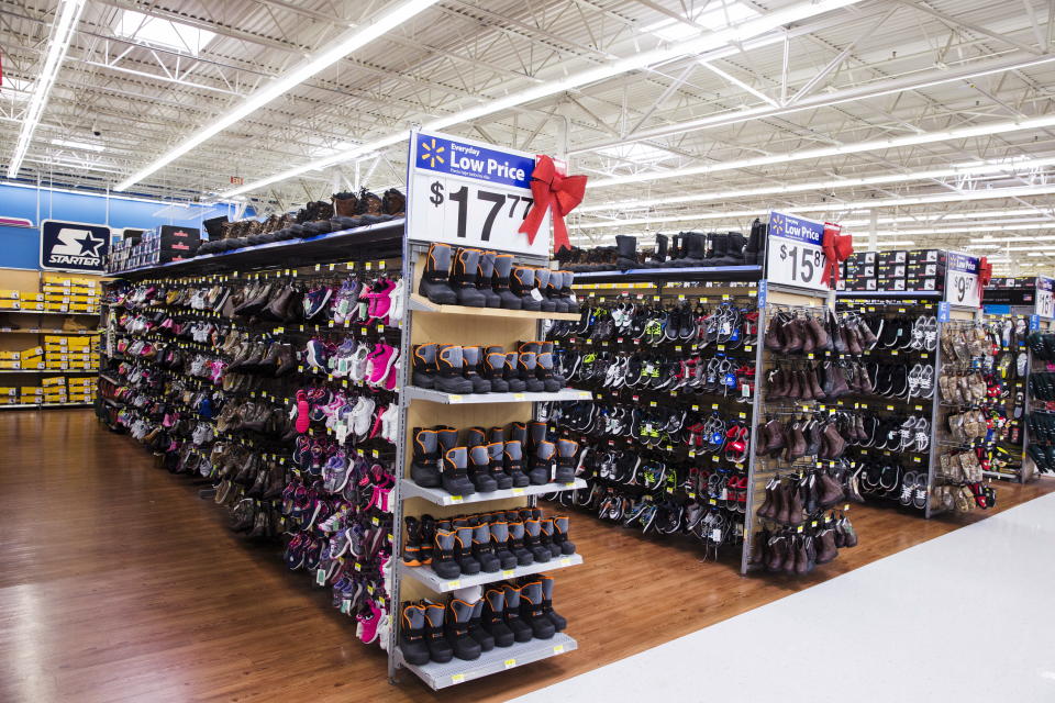 Shoes displayed at a Walmart store in Secaucus, New Jersey, November 11, 2015. REUTERS/Lucas Jackson