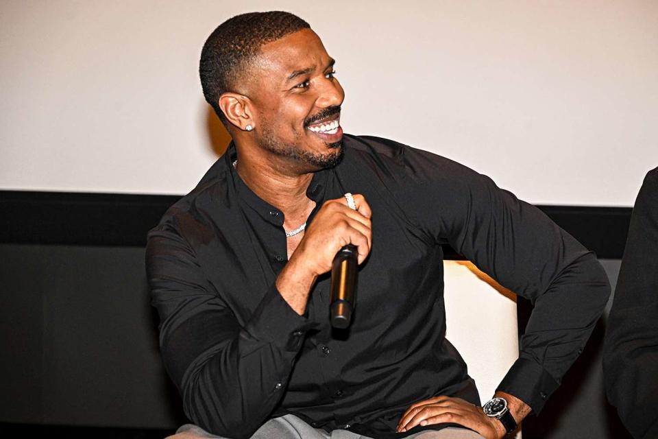 <p>Dan Steinberg</p> Michael B. Jordan at a Creed III All Guild screening and panel discussion