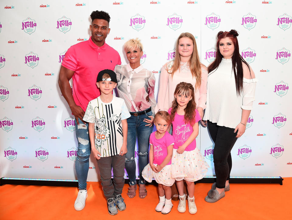 George Kay and Kerry Katona in 2017 with her children Max, Lilly-Sue, Molly, Heidi and DJ. (Getty Images for Nickelodeon)