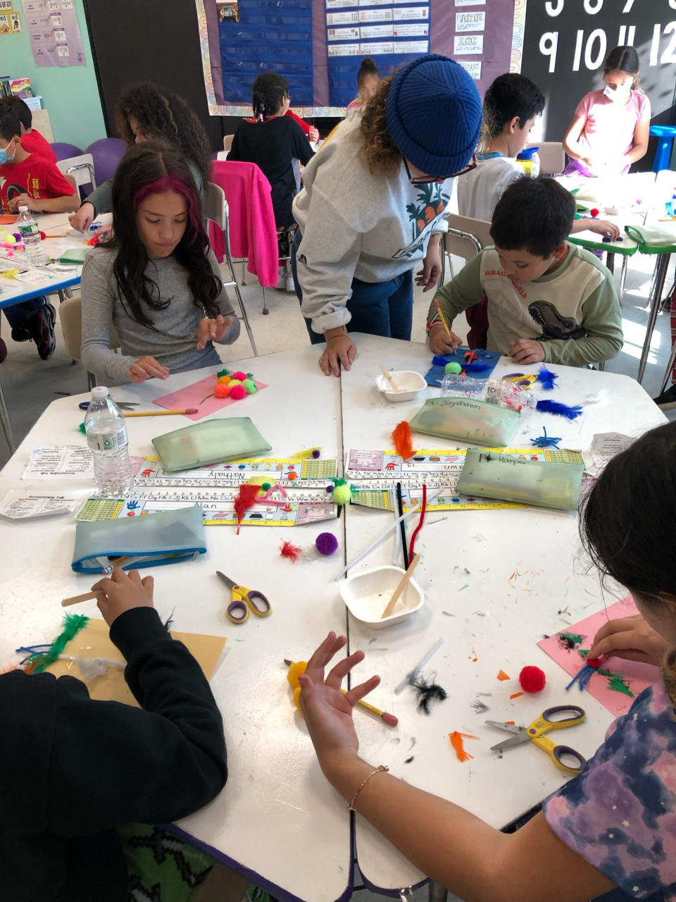 Students works on part of a Black History Month lesson by FoodCorps and Grow Initiative. (Courtesy Shalynn Brooks / FoodCorps)