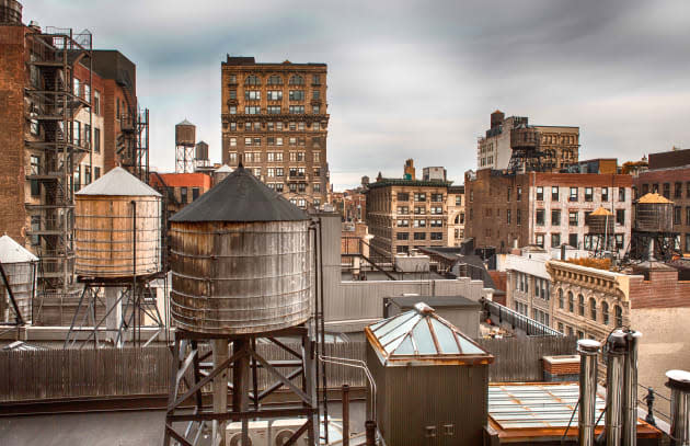 water towers in midtown...