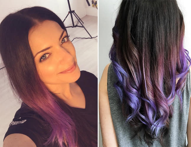 Noch ein GZSZ-Star mit neuer Haarpracht: Anne Menden präsentierte auf ihrem Instagram-Account stolz ihren neuen Ombrée-Look. Allerdings werden ihre Haare an den Spitzen nicht wie üblich heller, sondern Lila. Also uns gefällt’s! (Instagram.com/Anne Menden)