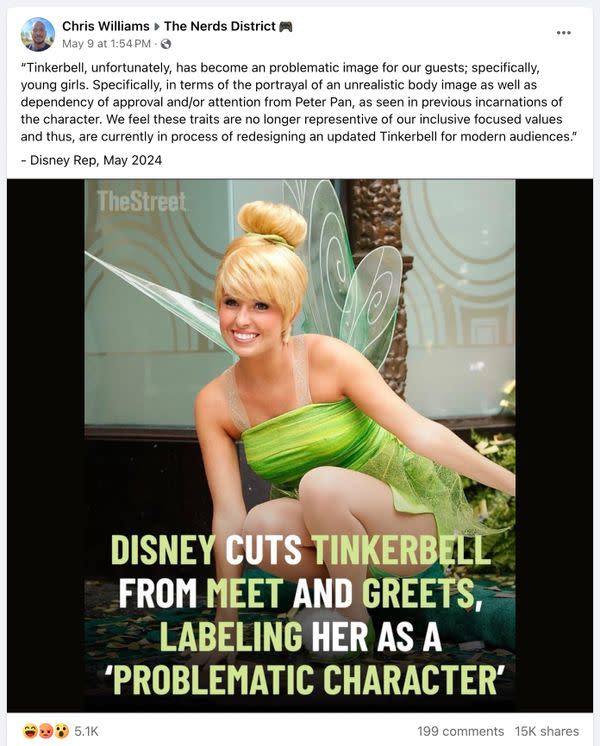 A rumor claimed Disney canceled Tinker Bell for having a supposed problematic image for young girls.