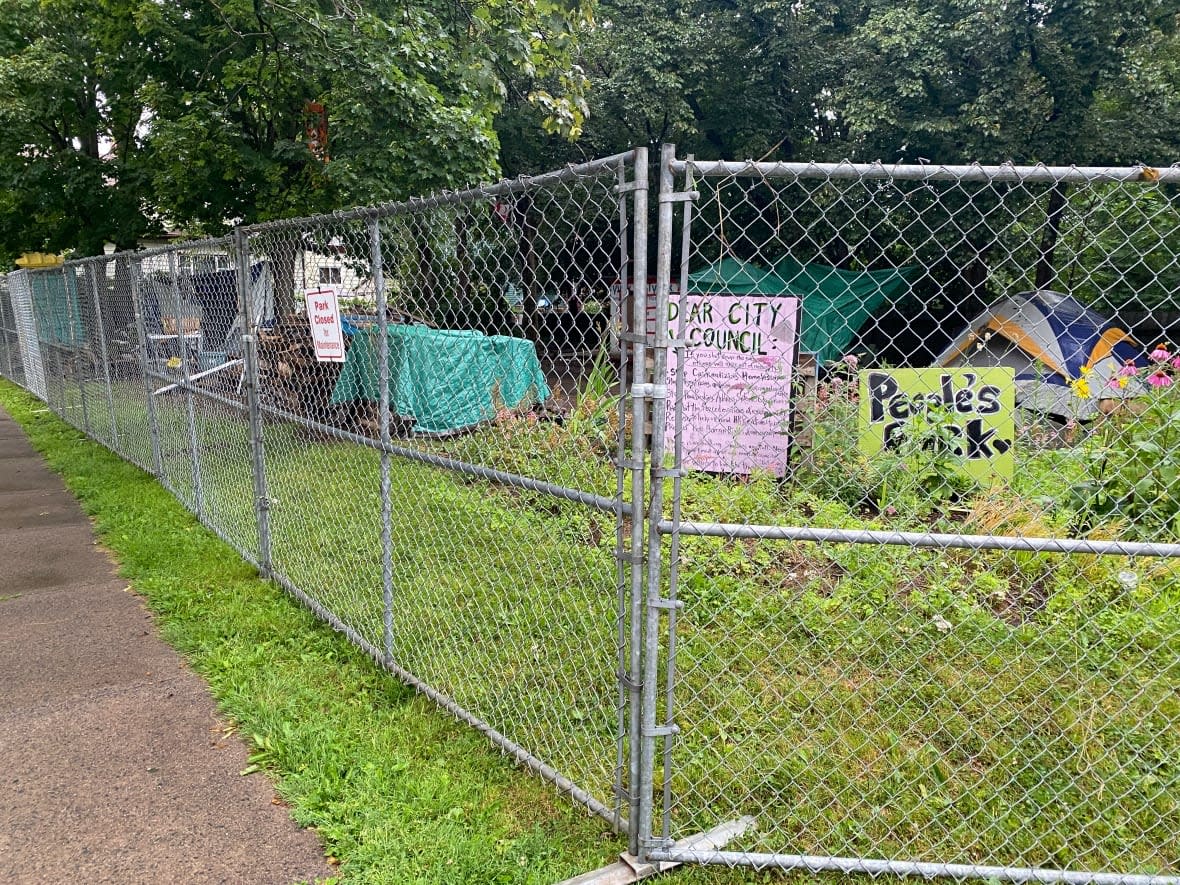 Halifax Regional Police say the park was secured with fencing for upcoming rehabilitation work. (Craig Paisley/CBC - image credit)