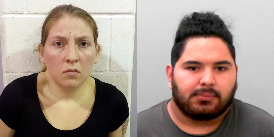 These undated photos provided by the Office of the Attorney General of Texas show Sarah Rashelle Almaguer and Christopher Almaguer.