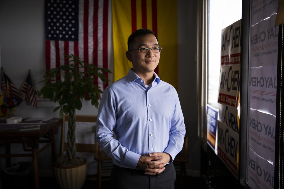 Jay Chen and supporters (Jenna Schoenefeld / The Washington Post via Getty Images)