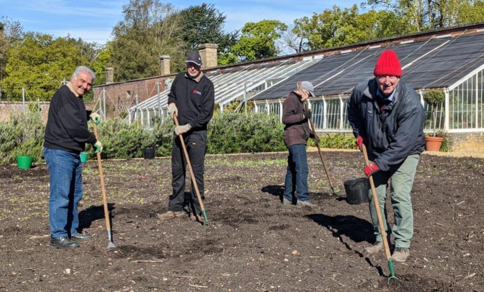 Isle of Wight County Press: Garden volunteers in the walled garden, including Iraj Laffafian (left) and Gerard Barry (right).