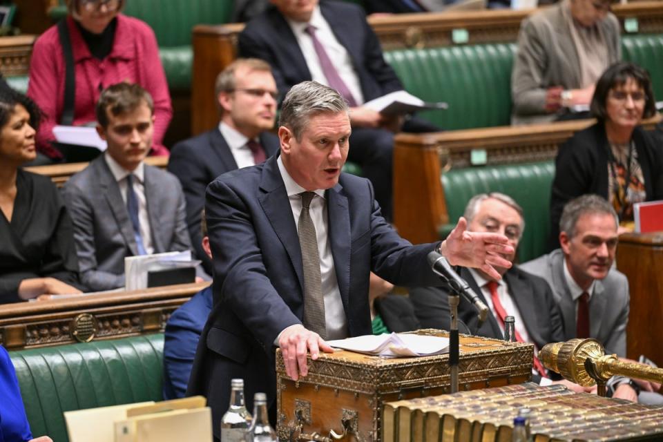 The Labour leader dubbed Mr Sunak and Mr Hunt ‘the Chuckle Brothers of decline’ (UK Parliament/Maria Unger/PA Wire)