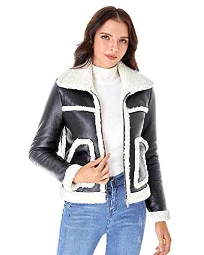  LY VAREY LIN Women's Faux Shearing Moto Jacket Thick