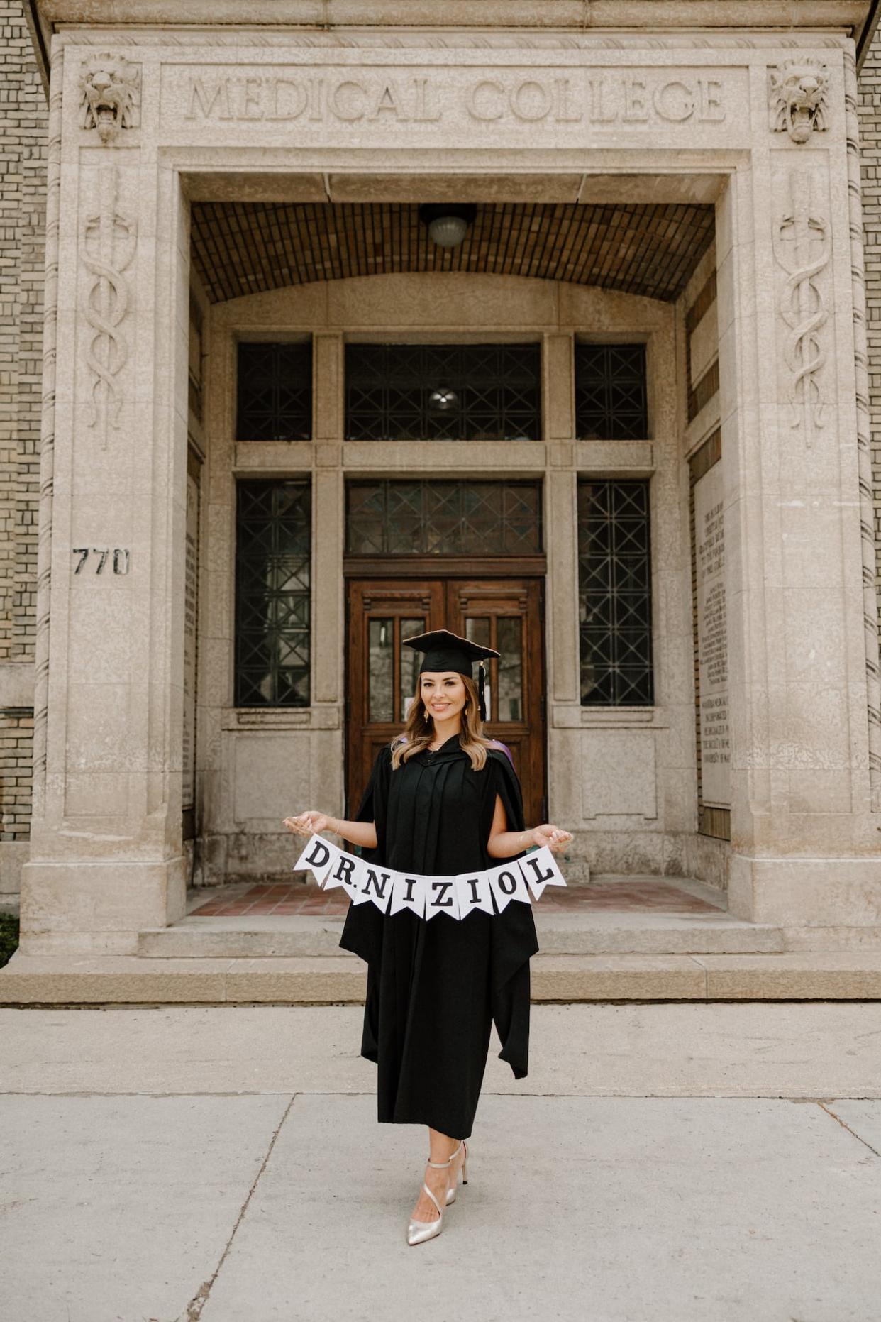 Leanne Niziol, a Dene woman from Wrigley, N.W.T., recently graduated from medical school in Manitoba.  (Submitted by Leanna Niziol  - image credit)