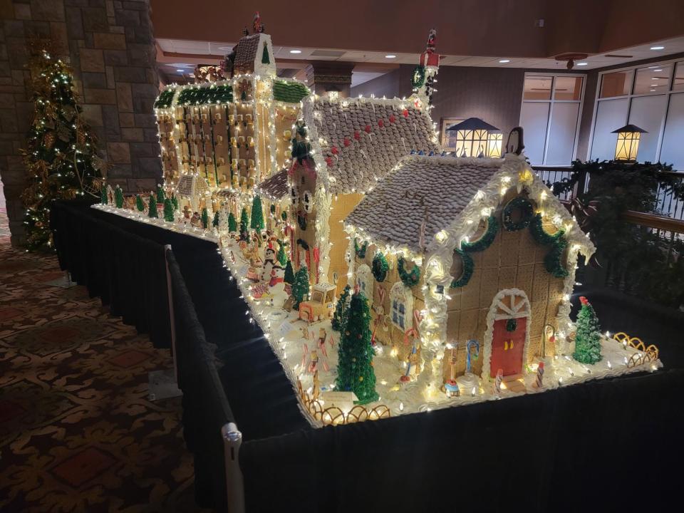 Why stop at a house? Chateau on the Lake features a whole gingerbread village.