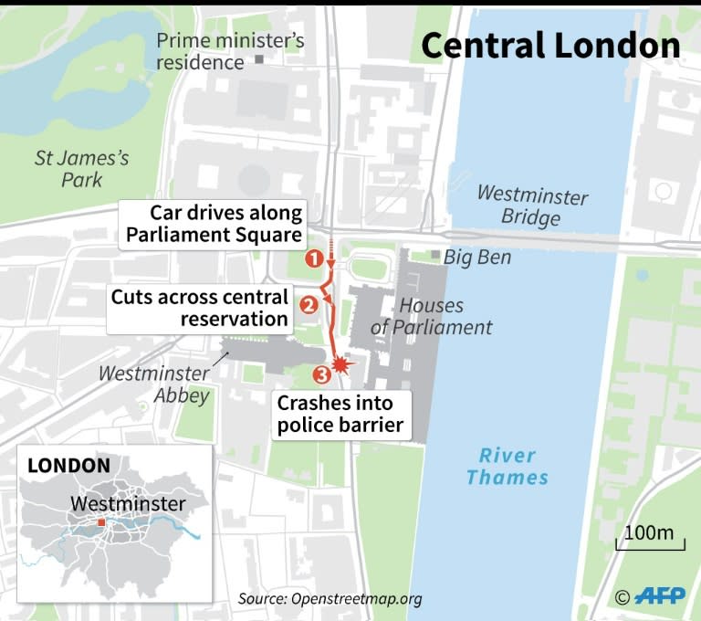 Where the car was known to have driven in the suspected attack in London