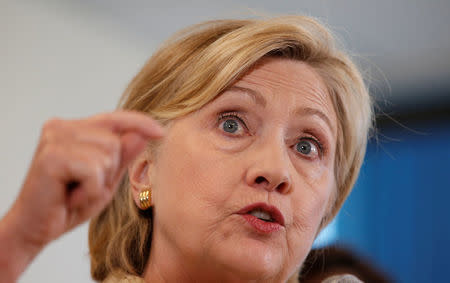 U.S. Democratic presidential nominee Hillary Clinton speaks about the Zika virus during a visit to Borinquen Health Care Center in Miami, Florida August 9, 2016. REUTERS/Chris Keane