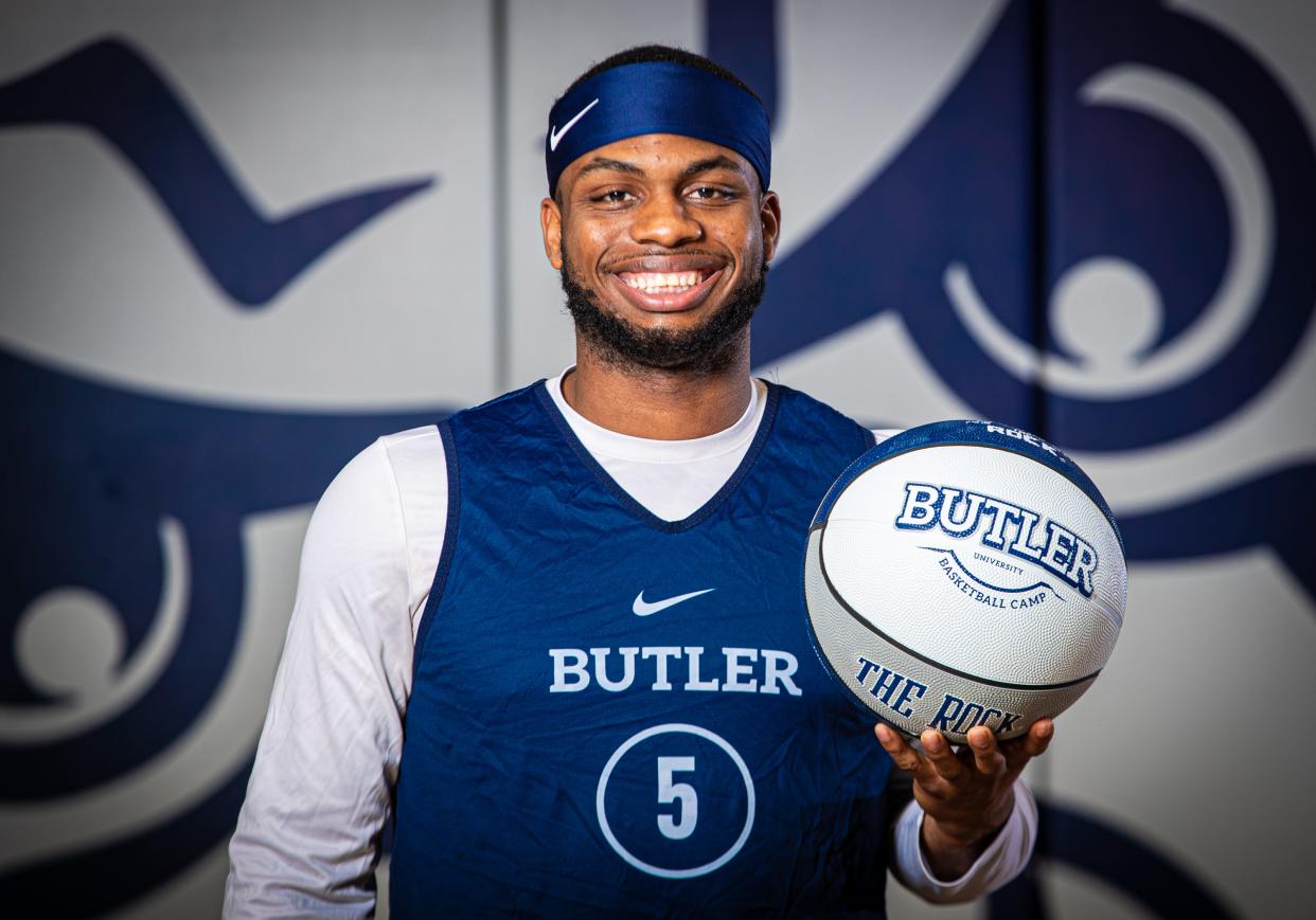 Butler basketball player Posh Alexander at Media Day on Wednesday, Oct. 17, 2023, in the Butler University practice gym in Indianapolis.