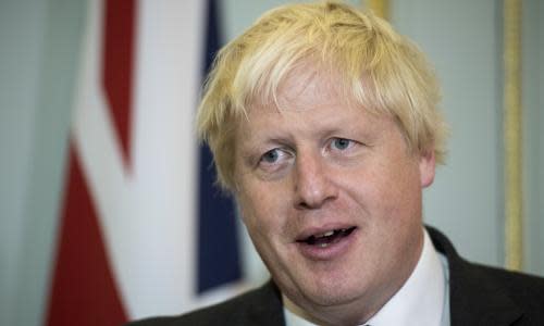 Britain's Foreign Secretary Boris Johnson speaks during a press conference with Mexico's Foreign Minister Luis Videgaray in London, England, Thursday Oct. 19, 2017. (Chris J Ratcliffe/Pool via AP)