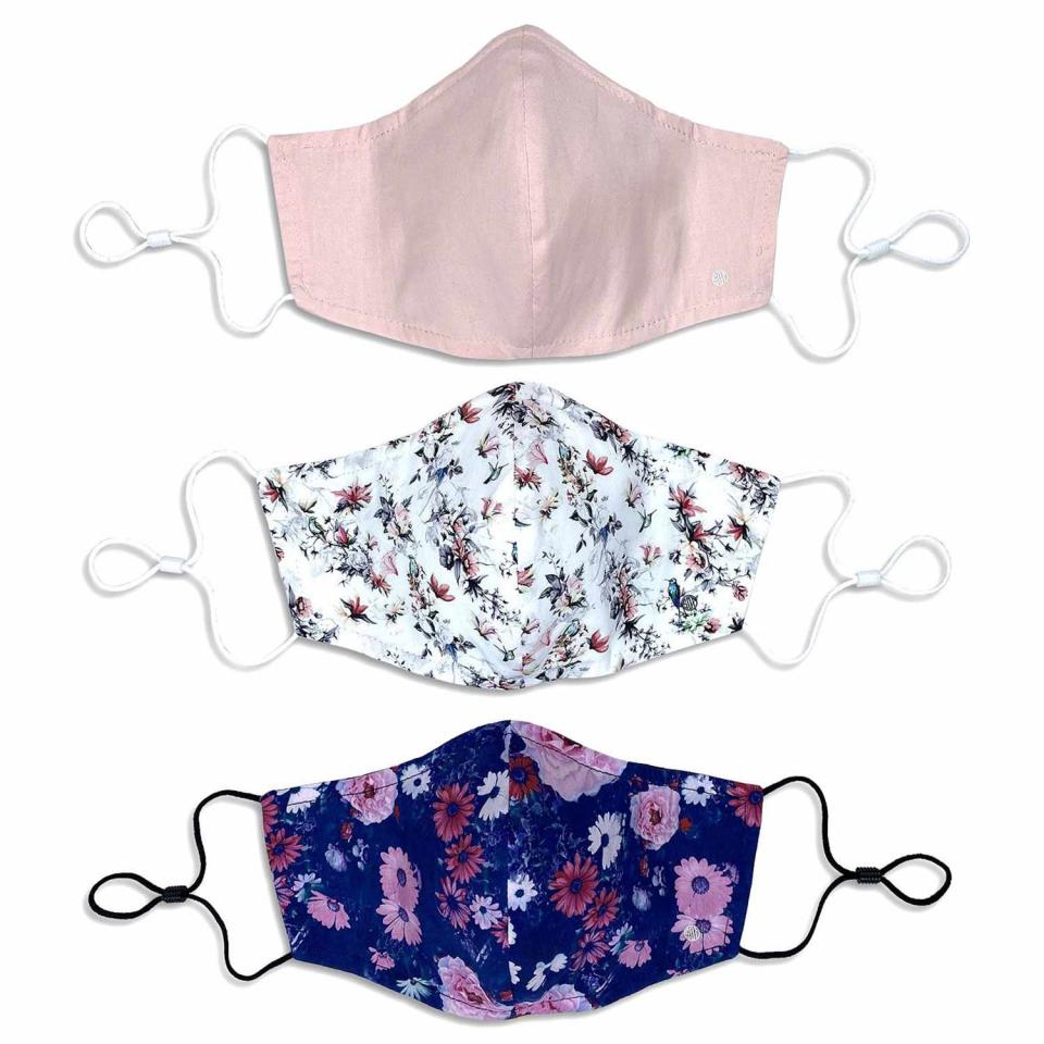 society of threads unisex curved face masks floral