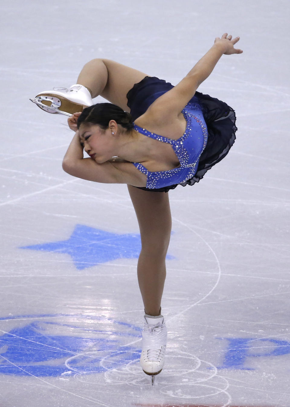 Mirai Nagasu skates during the women's short program at the U.S. Figure Skating Championships in Boston, Thursday, Jan. 9, 2014. (AP Photo/Elise Amendola)