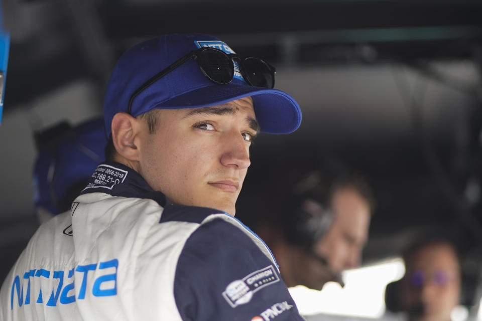 Alex Palou, of Spain, watches during practice for the Indianapolis 500 auto race at Indianapolis Motor Speedway, Sunday, May 22, 2022, in Indianapolis. (AP Photo/Darron Cummings)