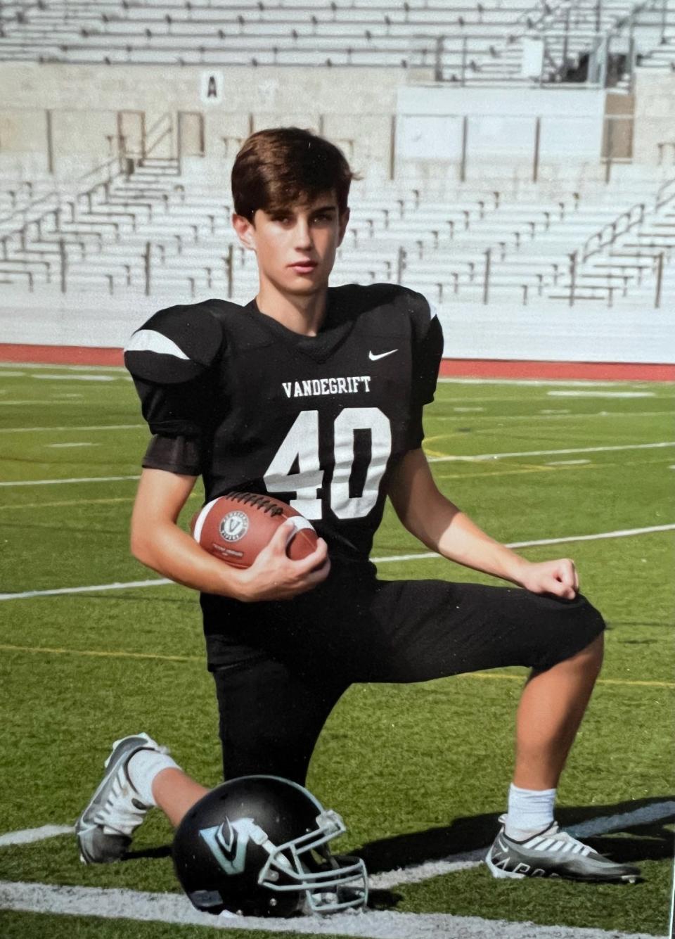 Hudson Moore plays wide receiver for Vandegrift High School. He was diagnosed with Wolff-Parkinson-White syndrome during a free heart screening.