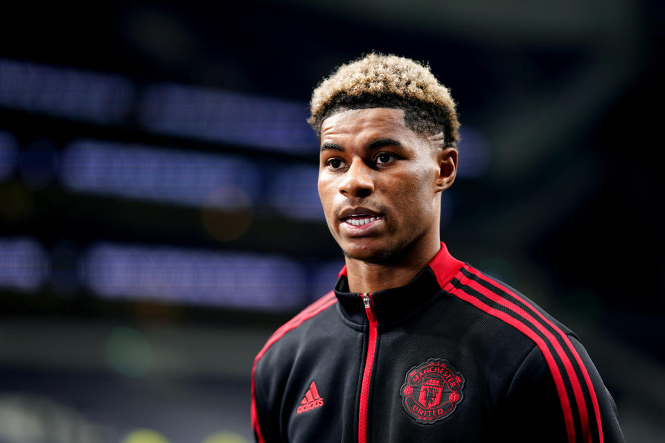 File photo dated 30-10-2021 of Manchester United's Marcus Rashford is interviewed at the end of the Premier League match at Tottenham Hotspur Stadium, London. Manchester United striker Marcus Rashford dedicated his MBE to his mother as he vowed there was more to come in his campaign to help disadvantaged children. Issue date: Tuesday November 9, 2021.