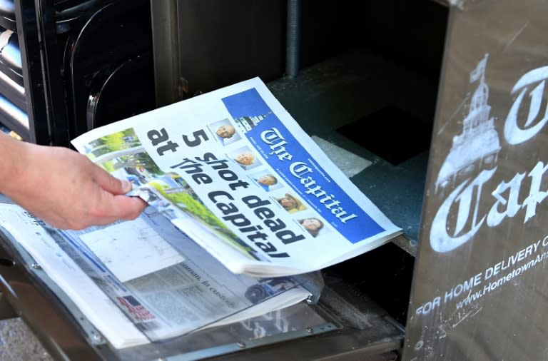 The Capital newspaper came out on Friday despite a shooting which took the lives of five of its staff a day earlier