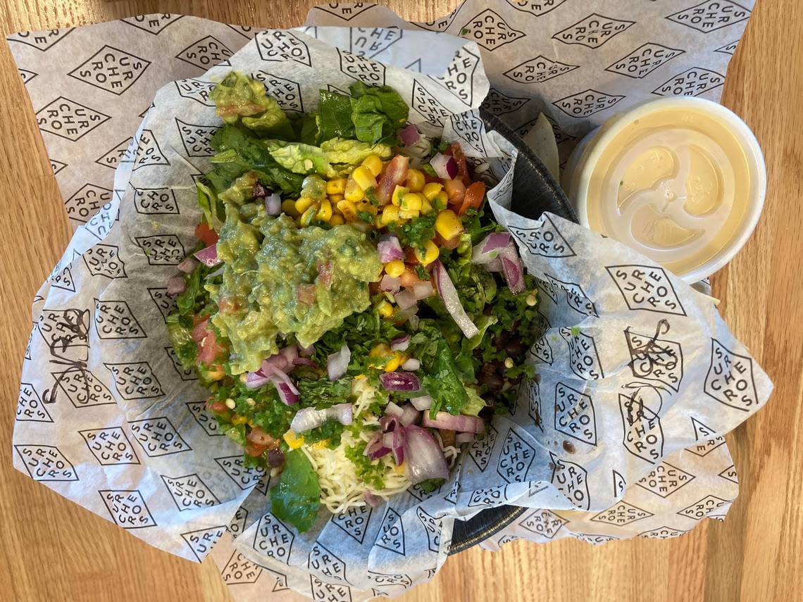 A burrito bowl at the new Surcheros Fresh Mex at 1277 S. Houston Lake Road in Warner Robins.