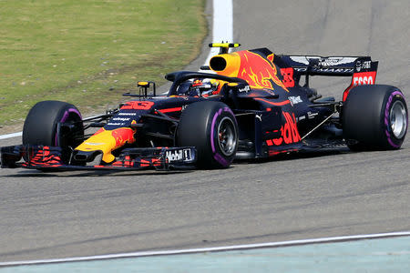 Formula One - F1 - Chinese Grand Prix - Shanghai, China - April 15, 2018 - Red Bull's Max Verstappen in action during the race. REUTERS/Aly Song