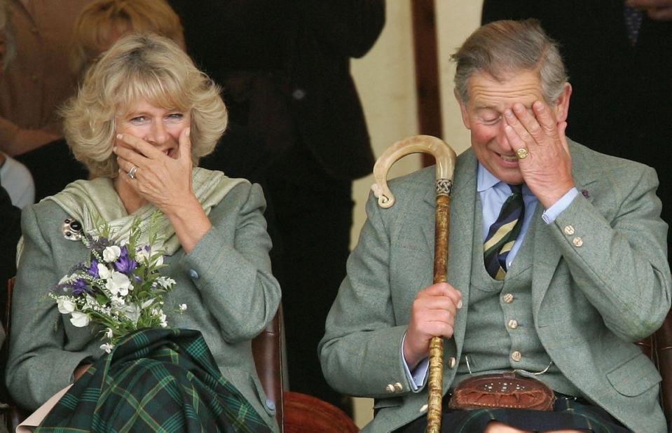 Prince Charles and Camilla during the tug of war at the 2005 Mey Games at Queens Park in Mey (Getty Images)