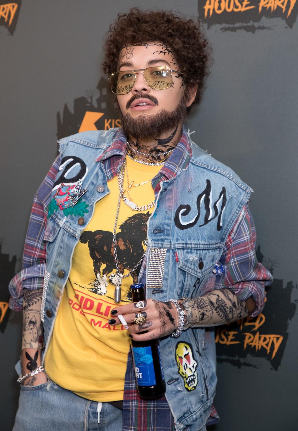 Rita Ora as Post Malone at the Kiss Haunted House Party on October 26, 2018 in London, England.