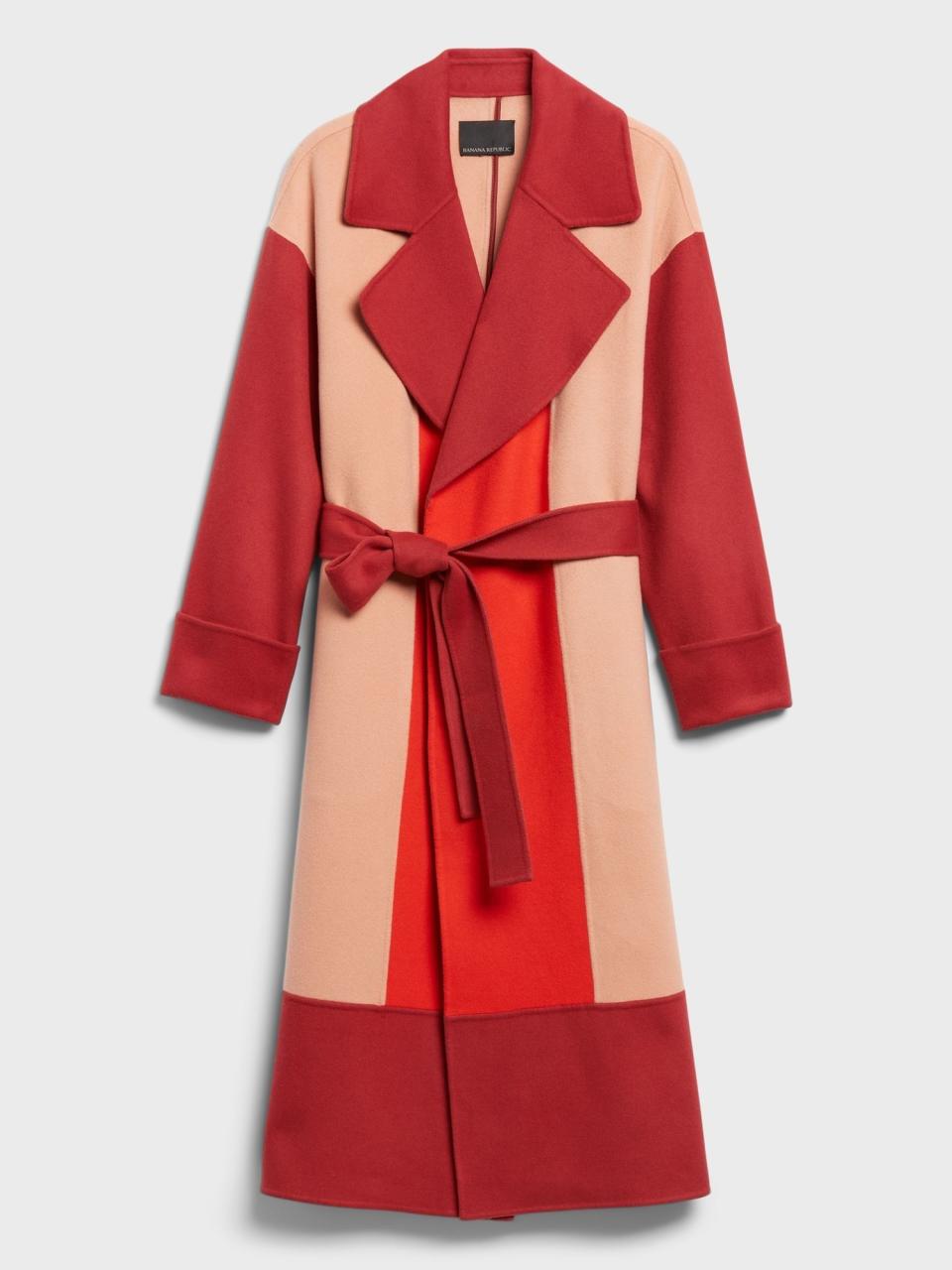 10) Italian Wool & Cashmere Color-Block Robe Coat