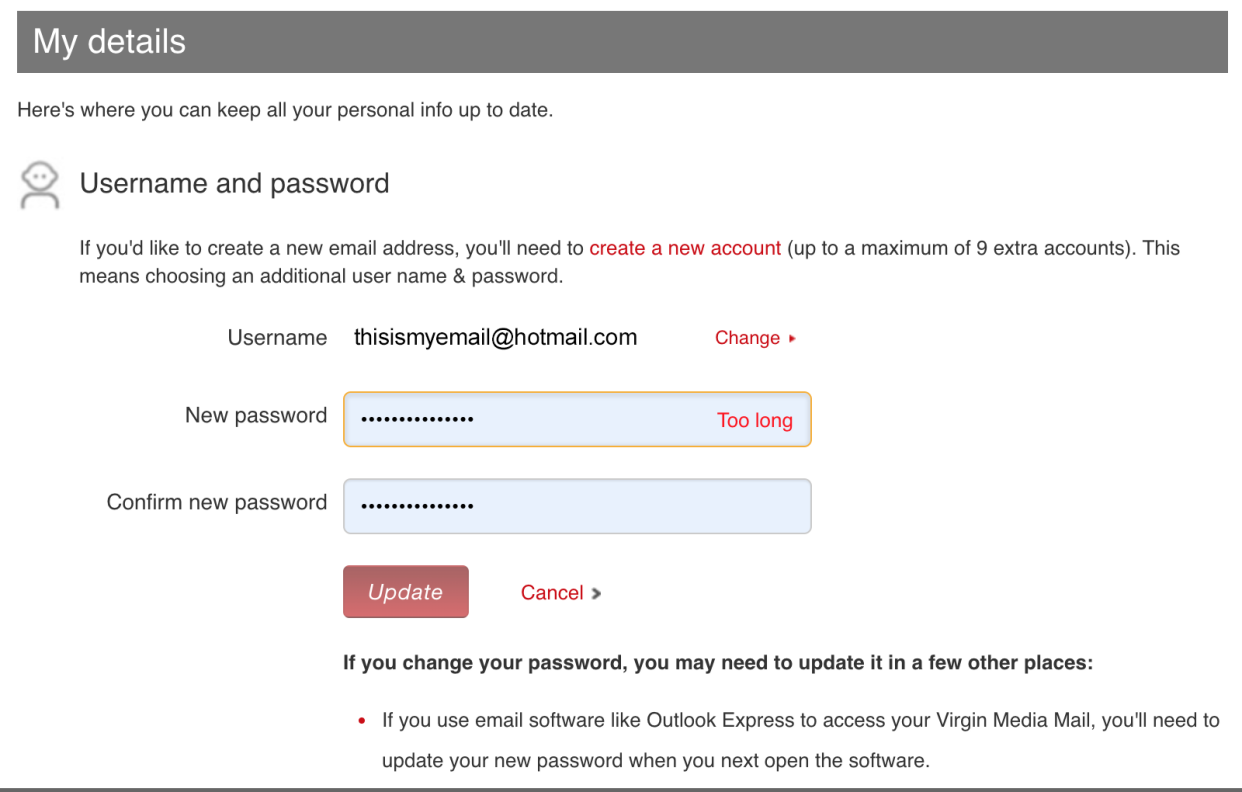 Reset password ux