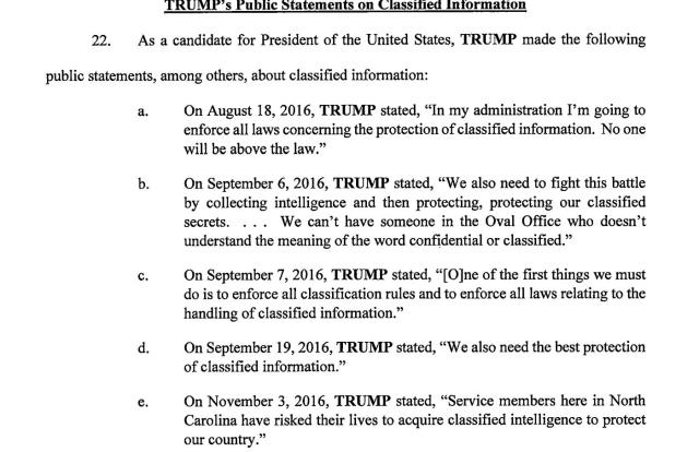 The Indictment Against Donald Trump Quotes His Own 2016 Campaign