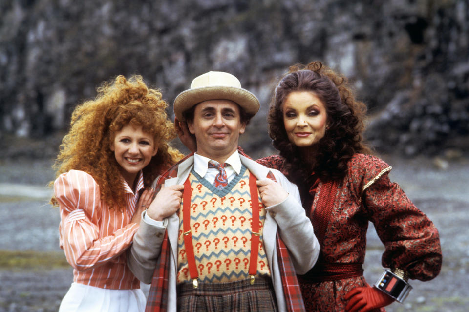 Sylvester McCoy, Bonnie Langford and Kate O'Mara on Doctor Who