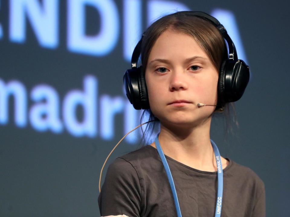 Greta Thunberg attends a press conference during the fifth day of the UN Climate Change Conference COP25 at the Casa Encendida cultural place in Madrid, Spain: EPA