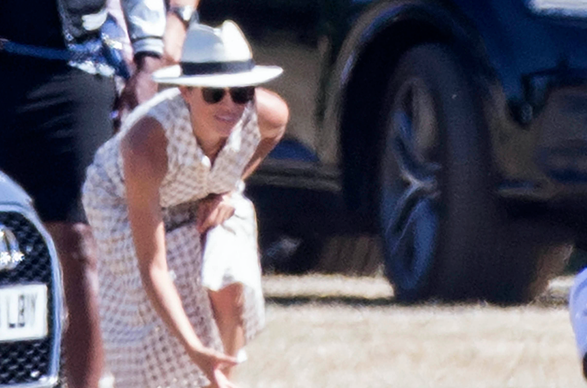 Meghan Markle spent her weekend supporting Prince Harry at the polo. [Photo: Rex]