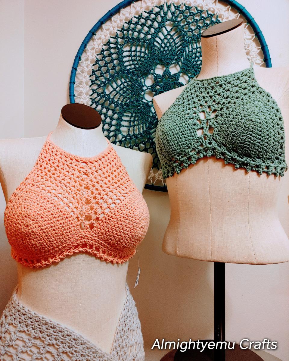 Crop tops at a boutique on display