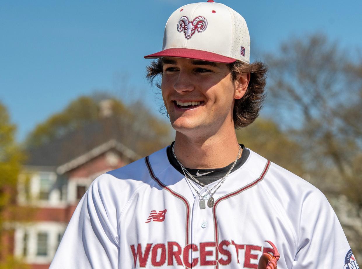 Worcester Academy’s Mavrick Rizy at Gaskill Field in Worcester Friday.