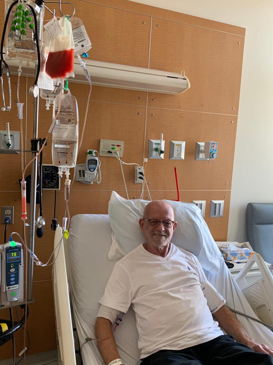 Desert Hot Springs resident Paul Edmonds receives his stem cell transplant on Feb. 6, 2019, at City of Hope.