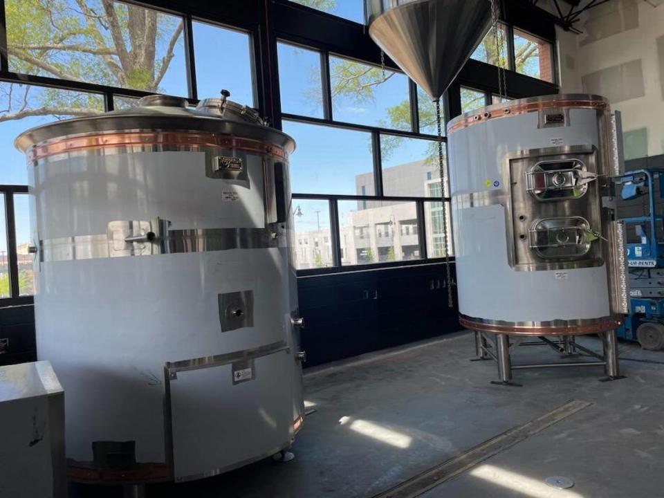 Tanks and other brewing equipment began arriving on Wednesday, March 29, 2023 at Iron Hill Brewery & Restaurant at the BullStreet District. It plans to open in June.