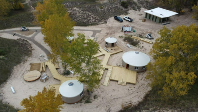 An aerial view of the Idema Explorers Camp being built inside the Ottawa Sands County Park. (Courtesy Ottawa County Parks & Recreation Commission)