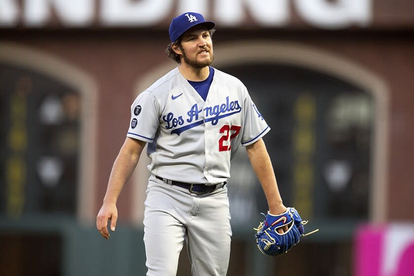 Dodgers pitcher Trevor Bauer during a game against the San Francisco Giants in May.