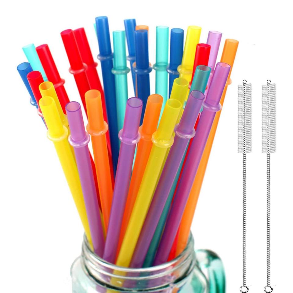 12) Reusable Plastic Straws, 32-Pack