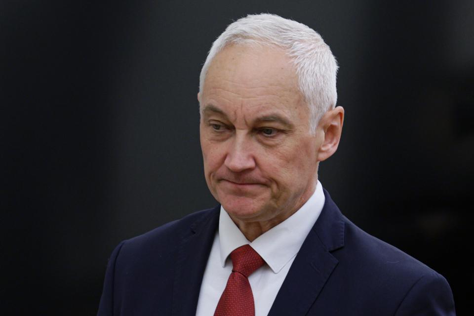 Newly appointed Russian Defense Minister Andrei Belousov arrives to a meeting of Russian President Vladimir Putin with commanders of military districts at the Kremlin in Moscow, Russia, Wednesday, May 15, 2024. (Gavriil Grigorov, Sputnik, Kremlin Pool Photo via AP)