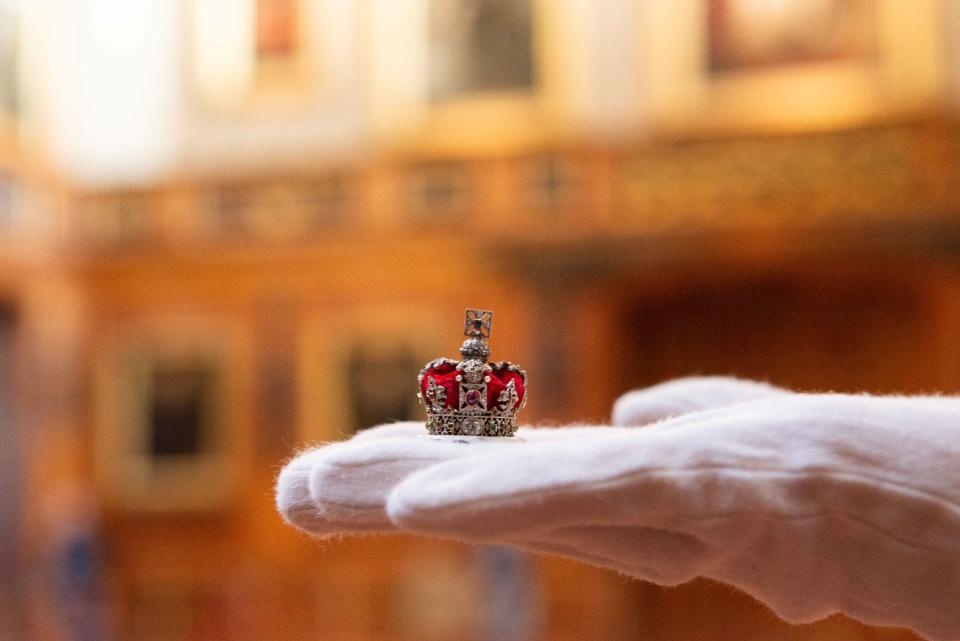 A tiny crown which is one of many intricate items 