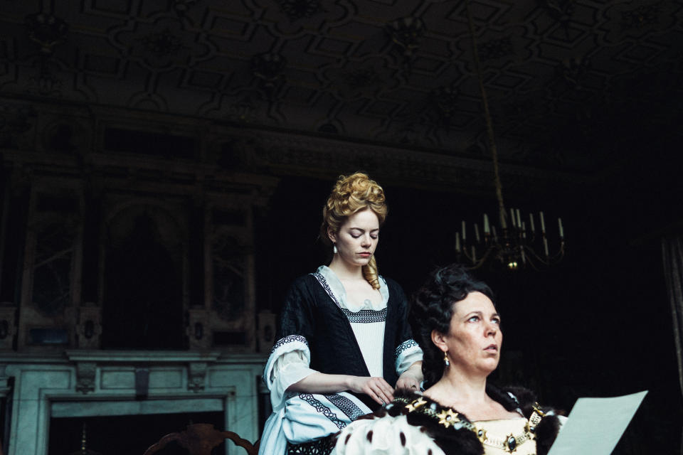 Of her co-star Olivia Colman (right), Stone said the actress is "like a marshmallow of a human being &ndash; like the most warm, gooey, lovey person you know. She&rsquo;s just an absolute heart of a person."&nbsp; (Photo: Twentieth Century Fox )