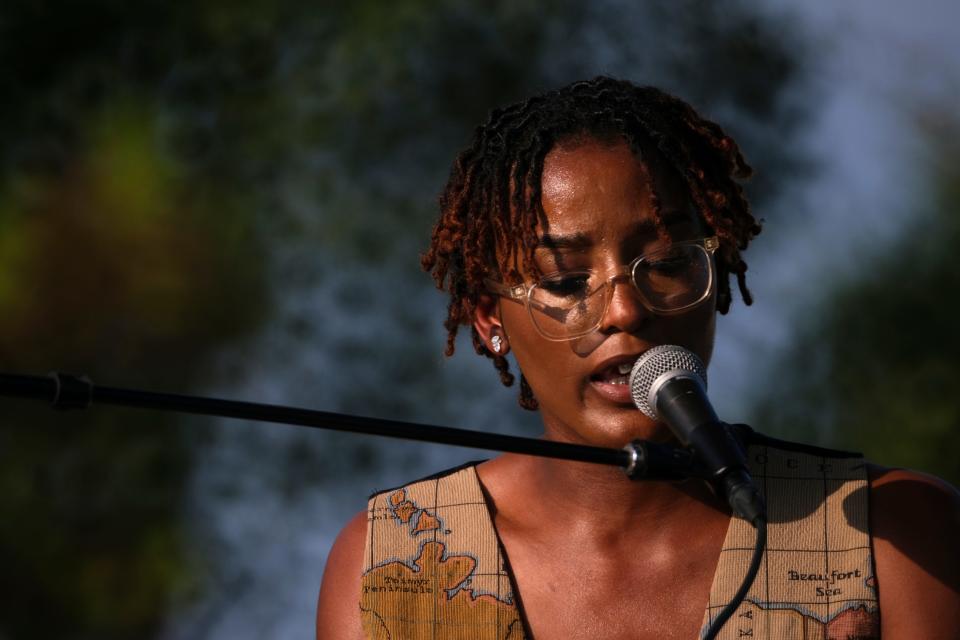 Sarafina Byrd performs during the deadCenter Film Festival outdoor concert and screening at Booker T. Washington Park Saturday, June 12, 2021.