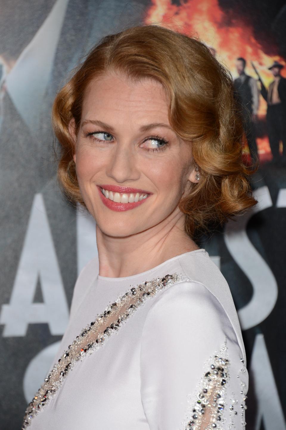 HOLLYWOOD, CA - JANUARY 07: Actress Mireille Enos arrives at Warner Bros. Pictures' 'Gangster Squad' premiere at Grauman's Chinese Theatre on January 7, 2013 in Hollywood, California. (Photo by Jason Merritt/Getty Images)