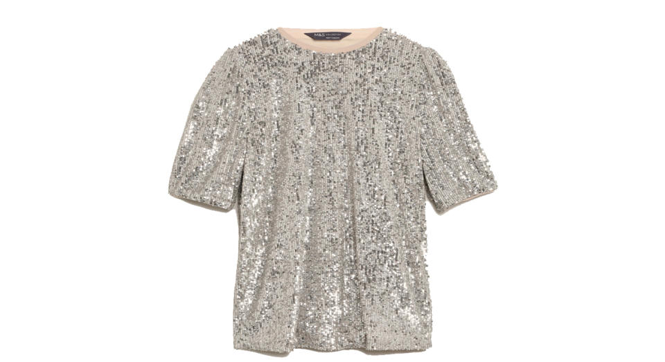 Sequin Crew Neck Short Sleeve Top